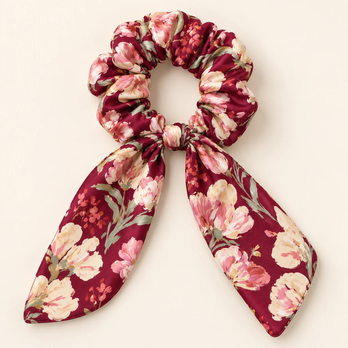 Rose Correspondence Bow-Tie Scrunchie — detail view