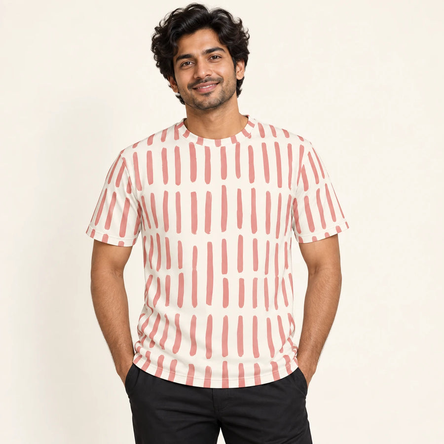 Rose Rhythm All-Over Print T-Shirt — male model, hero view