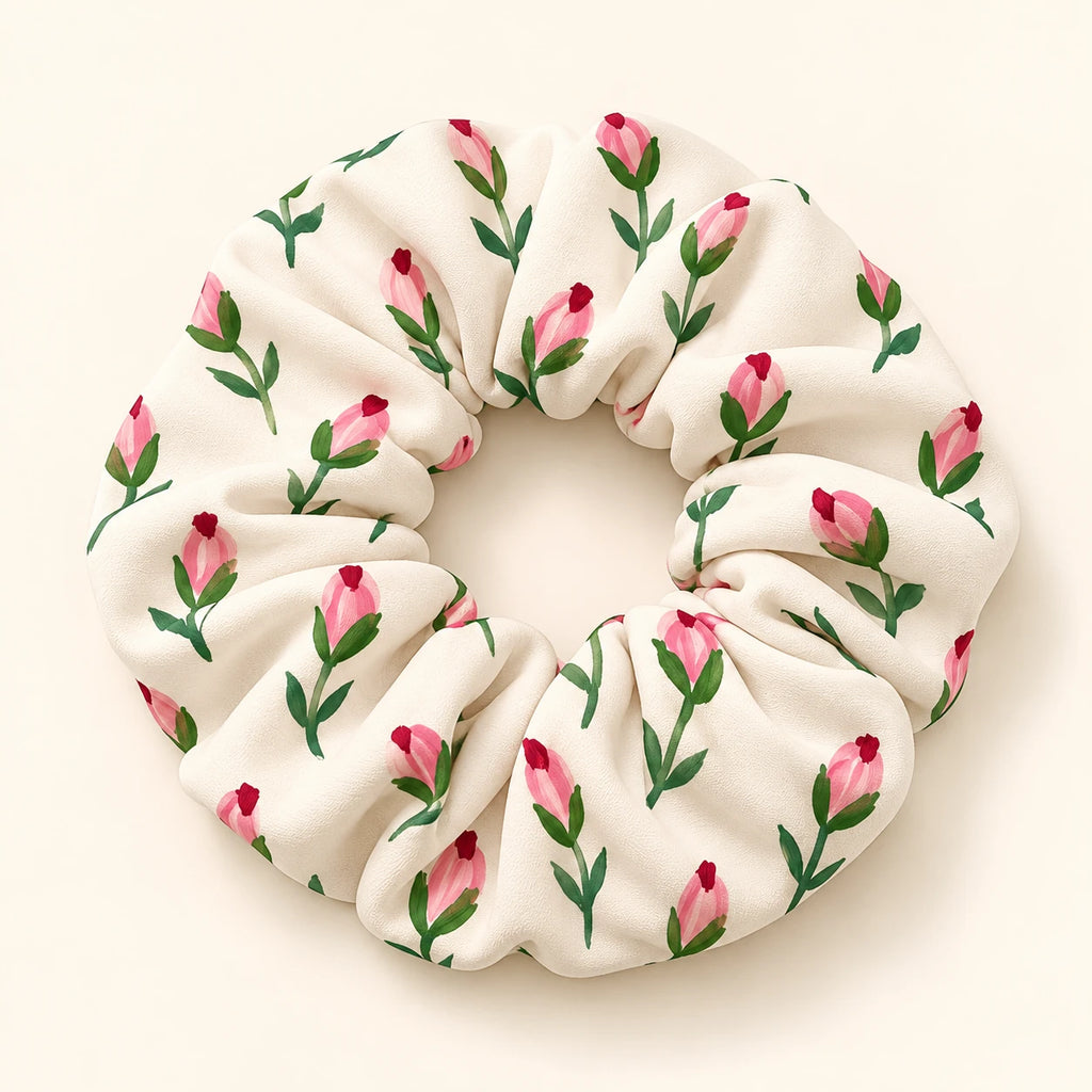 Rosebud Notes Scrunchie — detail view