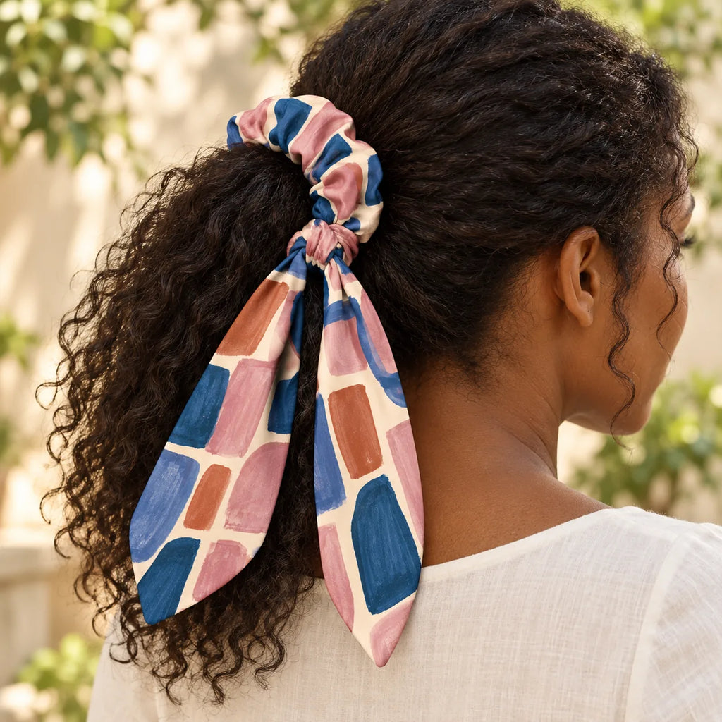 Soft Tempo Bow-Tie Scrunchie — worn view