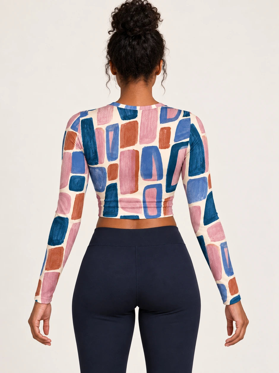 Soft Tempo full sleeve crop top — female back view