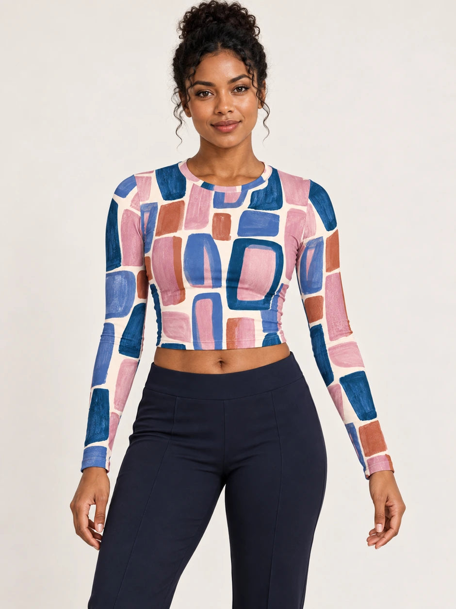 Soft Tempo full sleeve crop top — female hero view