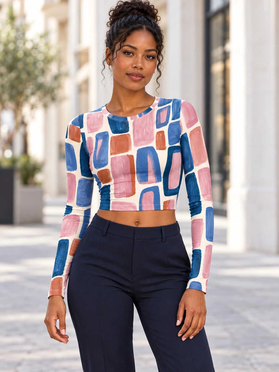 Soft Tempo full sleeve crop top — female lifestyle view