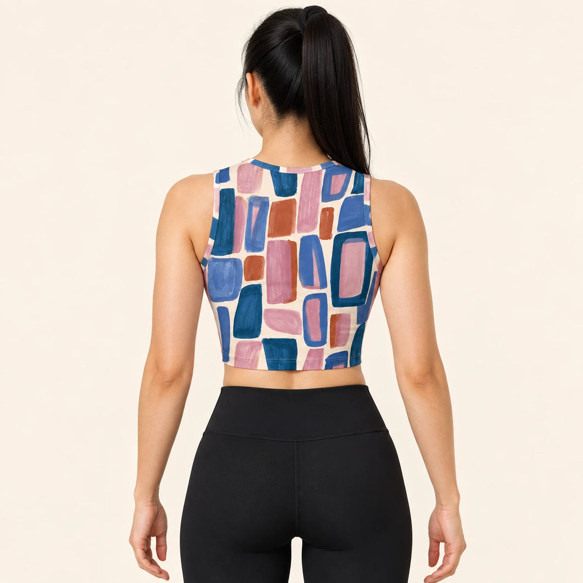 Soft Tempo sports crop top — female back view
