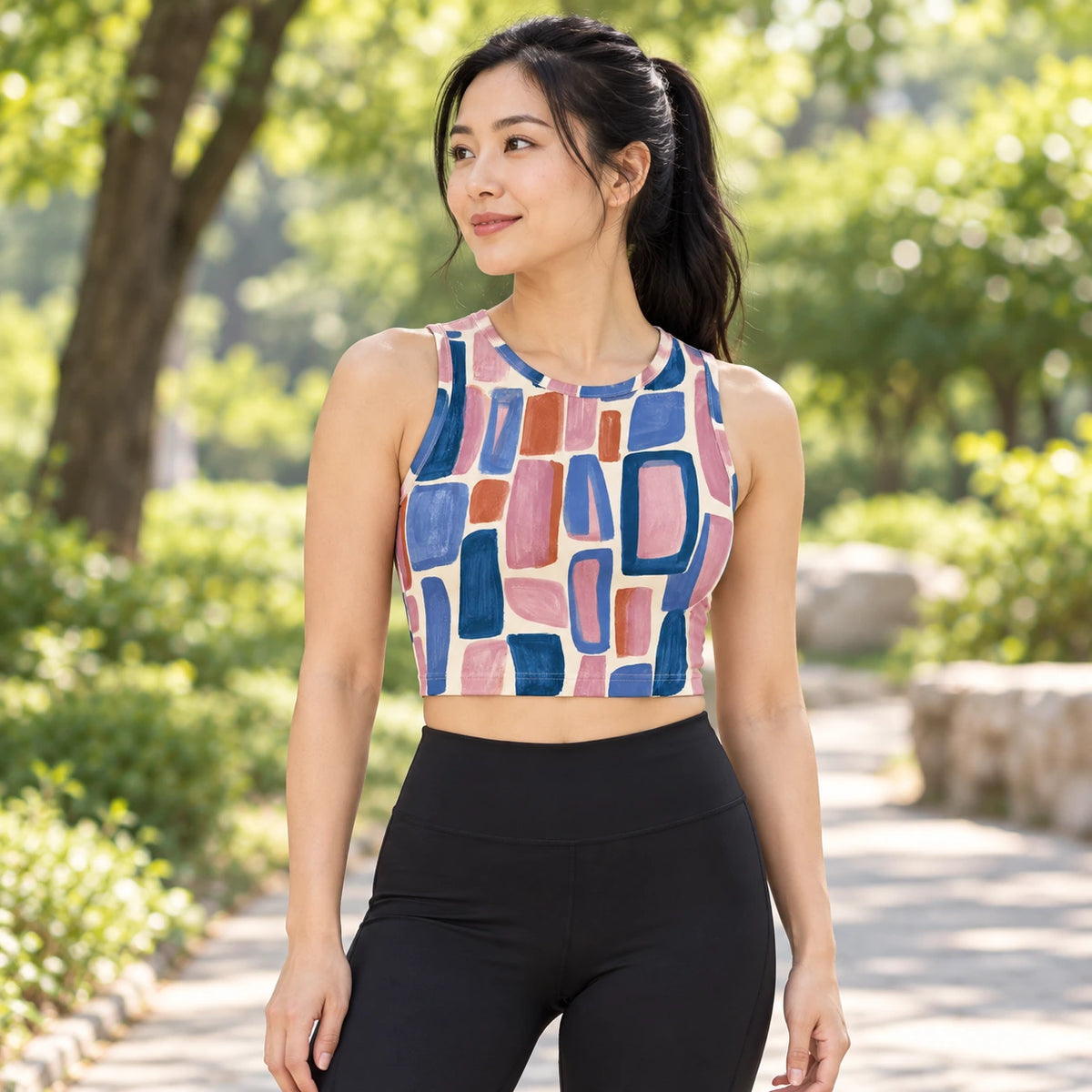Soft Tempo sports crop top — female lifestyle view