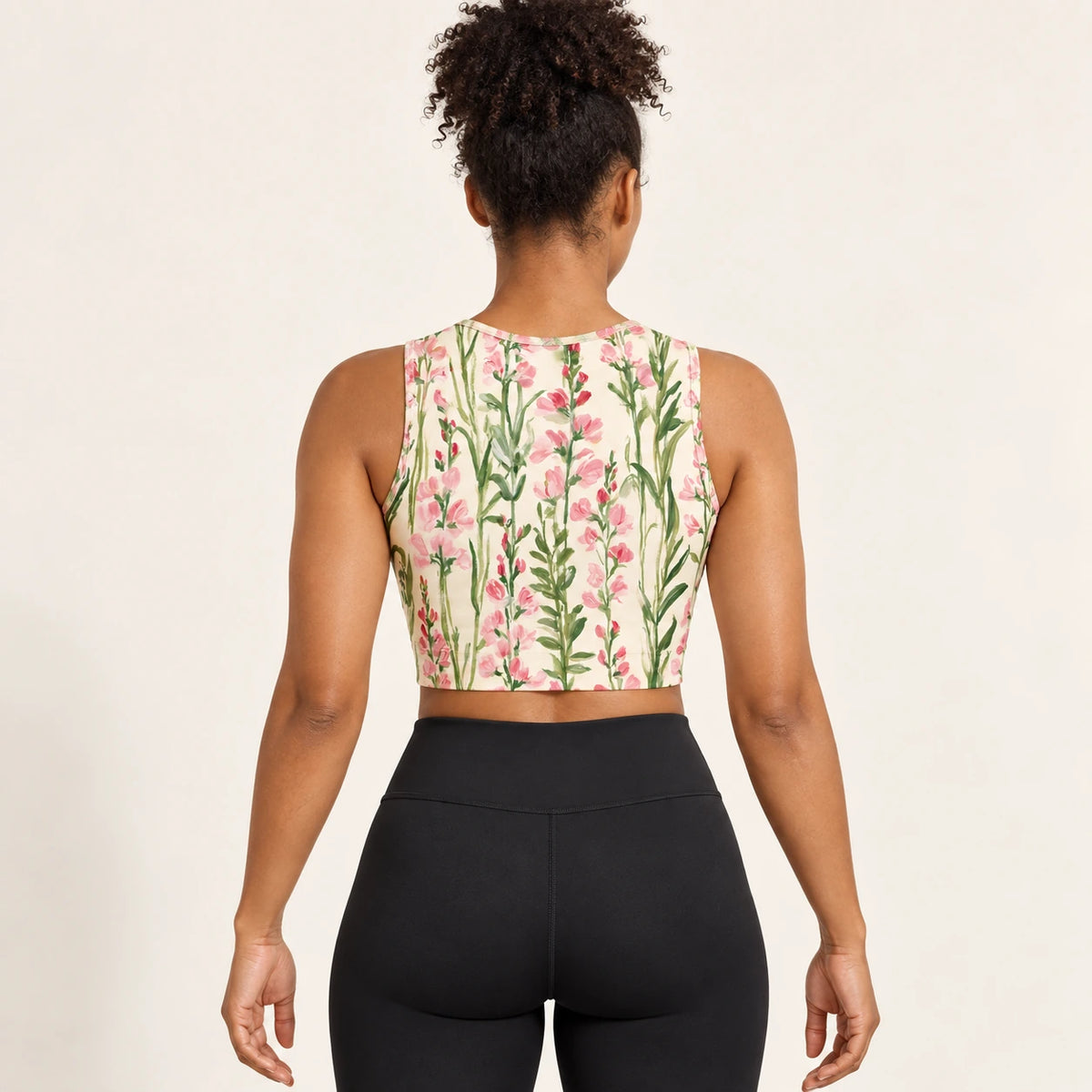 Sweetpea Lines sports crop top — female back view