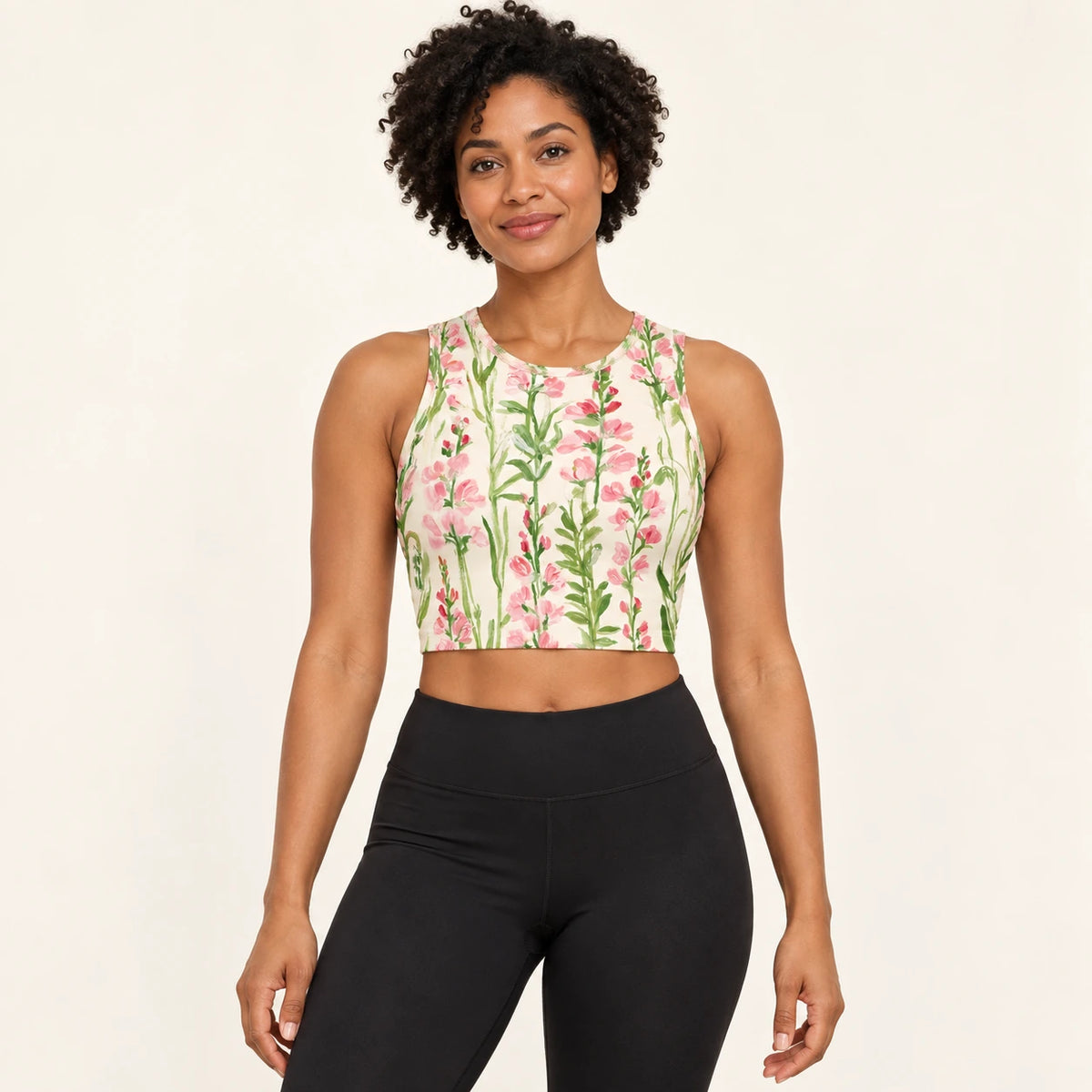 Sweetpea Lines sports crop top — female hero view