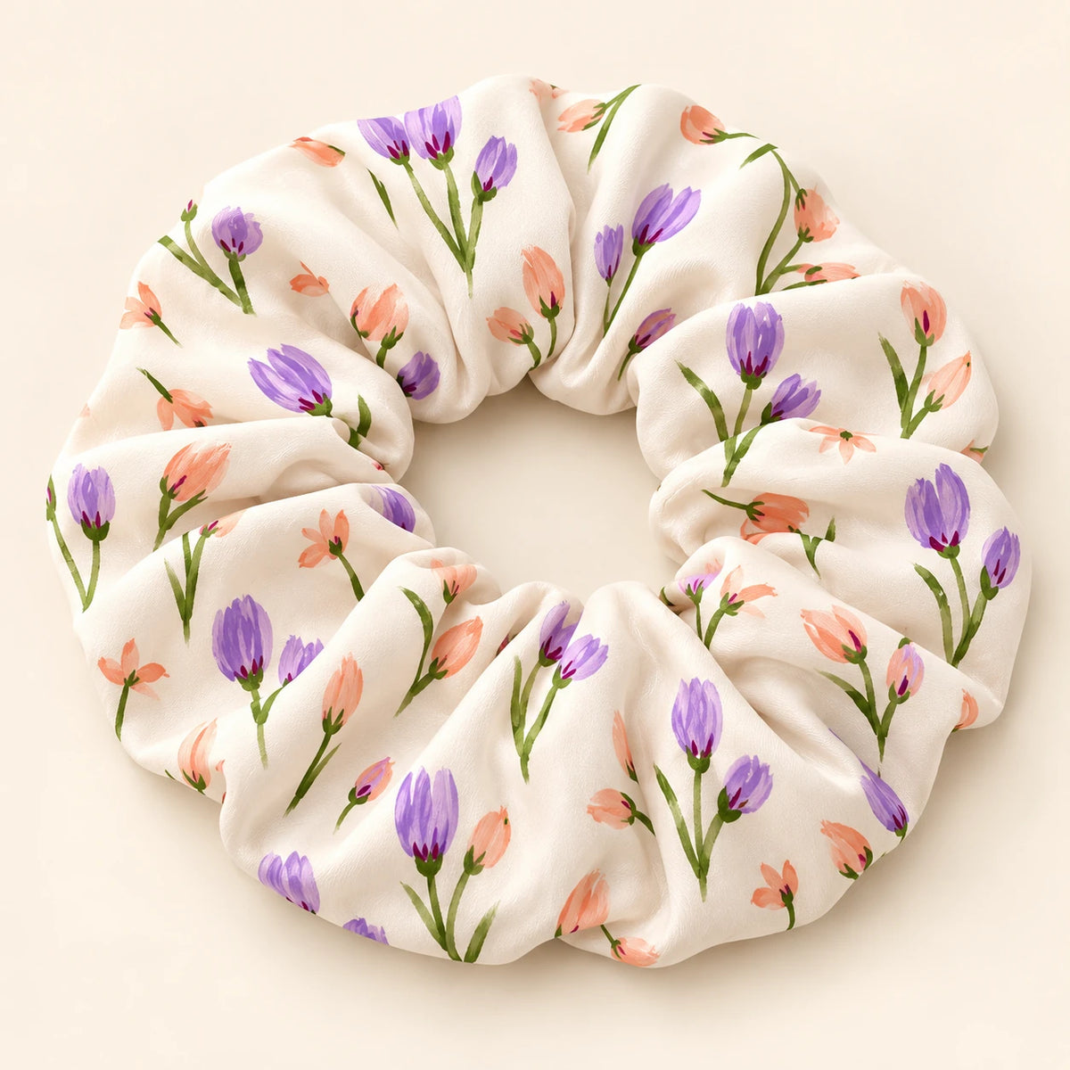 Tulip Daydream scrunchie — detail view