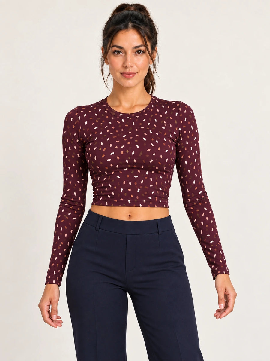 Twilight Flecks full sleeve crop top — female hero view