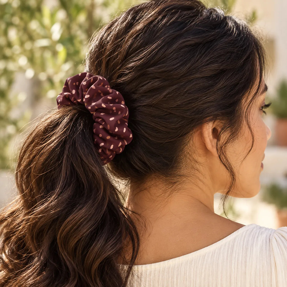 Twilight Flecks Scrunchie — worn view