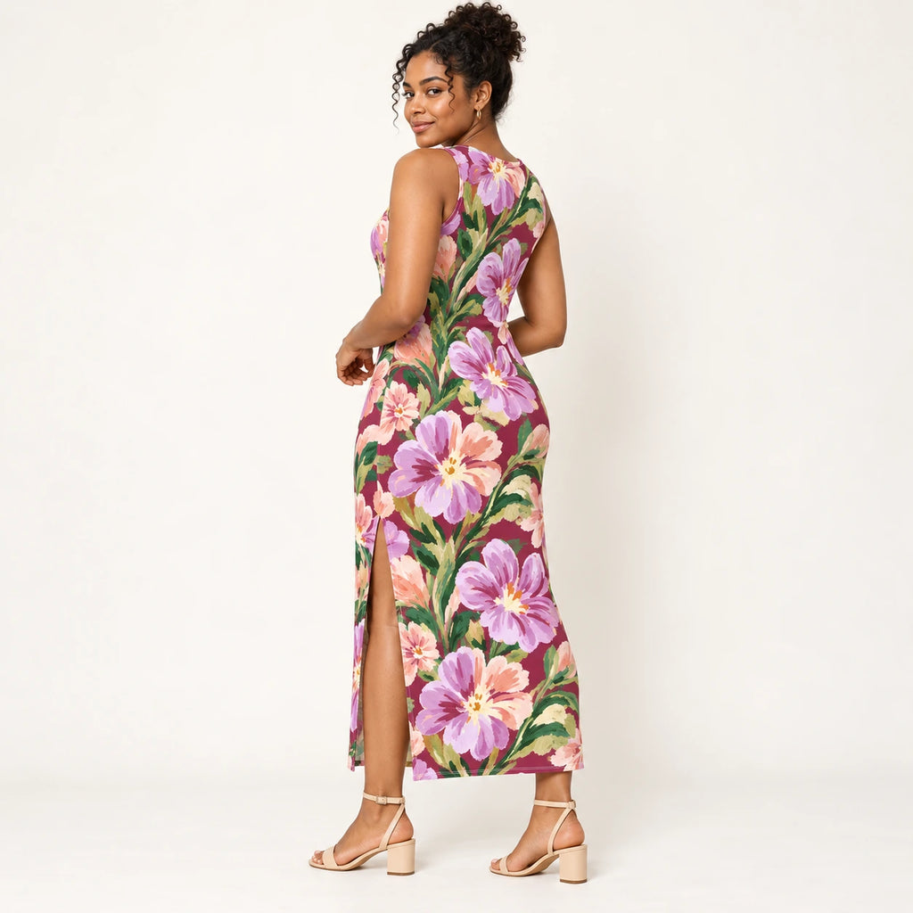 Velvet Botanica bodycon dress — rear view
