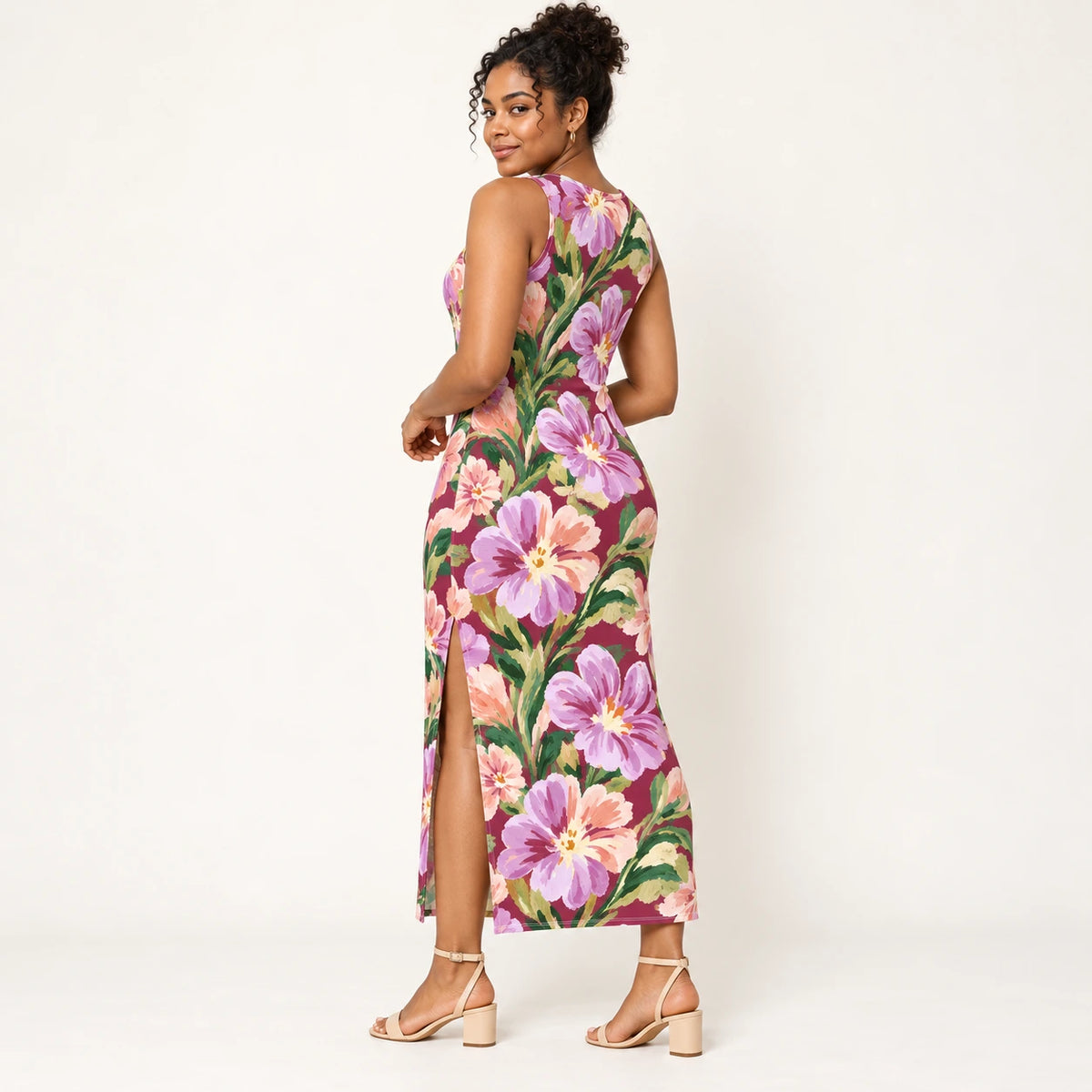 Velvet Botanica bodycon dress — rear view