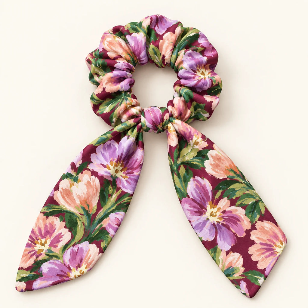Velvet Botanica bow-tie scrunchie — hero view