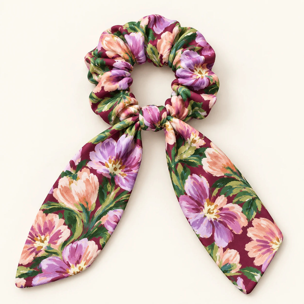 Velvet Botanica bow-tie scrunchie — hero view