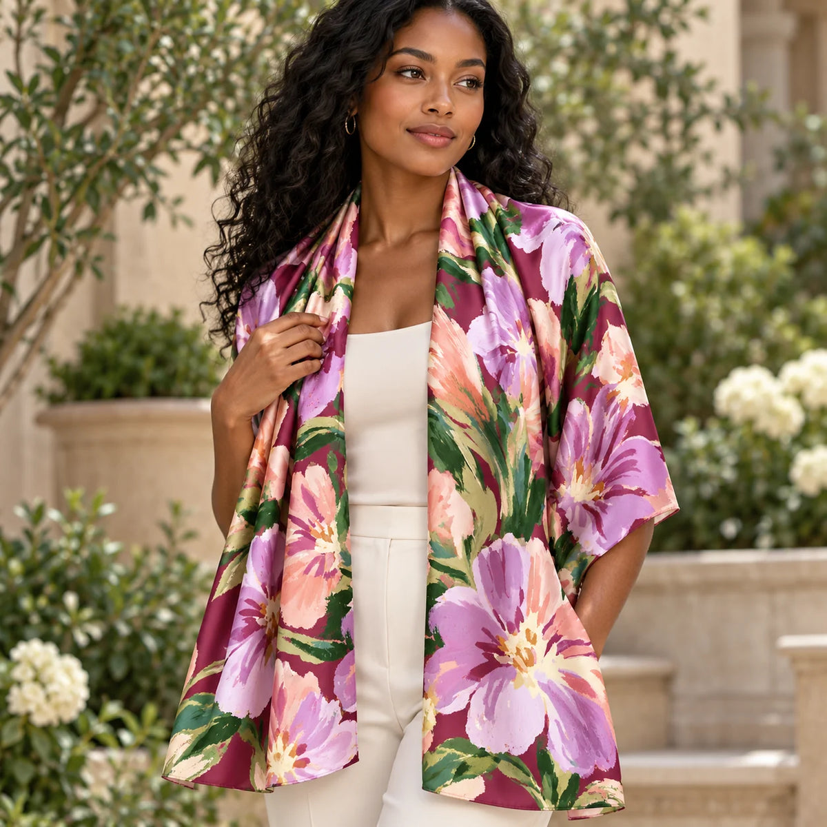Velvet Botanica stole — lifestyle view