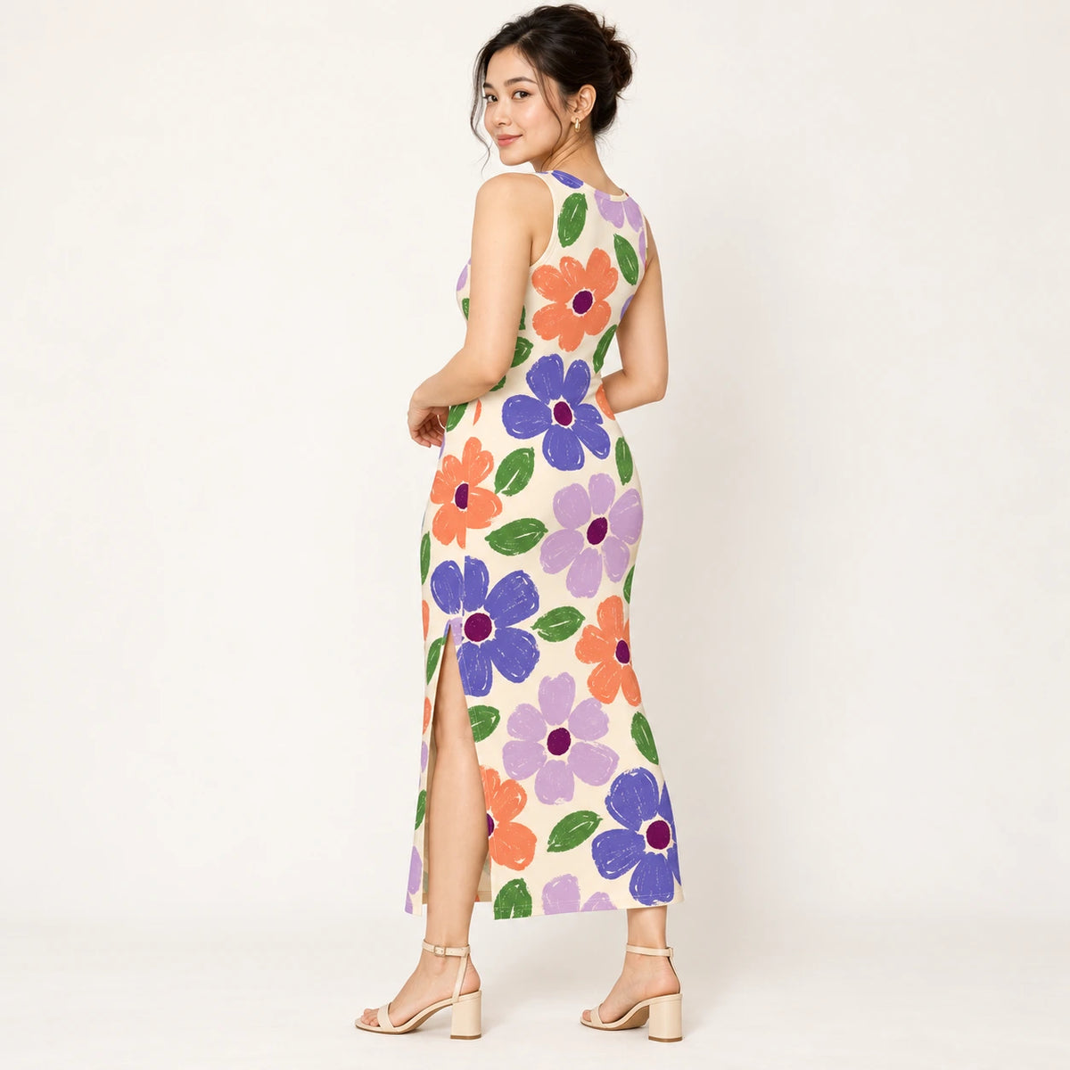 Wildflower Pop bodycon dress — rear view